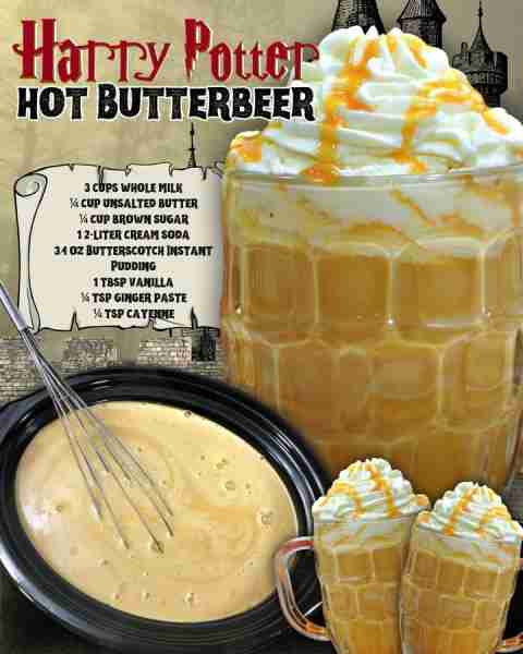 HARRY POTTER BUTTERBEER RECIPE! 3 cups whole milk ¼ cup unsalted butter ¼ cup brown sugar 1 2-liter...