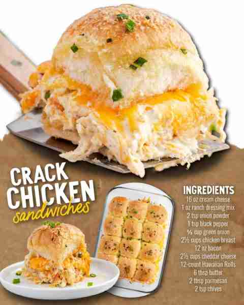 One bite and you’ll know why they call it crack chicken… these sandwiches are THAT good 🥪🔥 Ingredi...