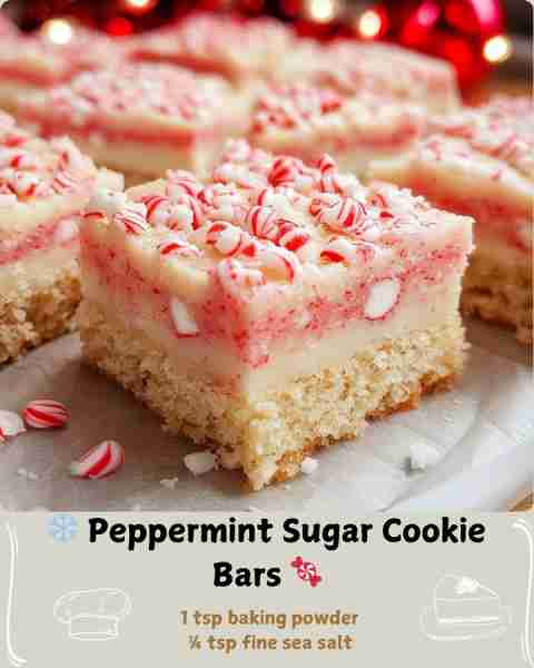 ❄️ Peppermint Sugar Cookie Bars 🍬 Ingredients For the cookie base: ½ cup (113g) unsalted butter, so...