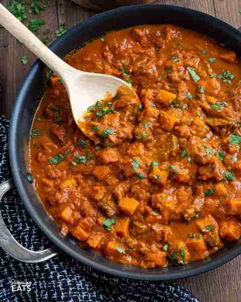 Beef and Sweet Potato Tikka Masala – tender chunks of beef with cubes of sweet potato in a delicious...