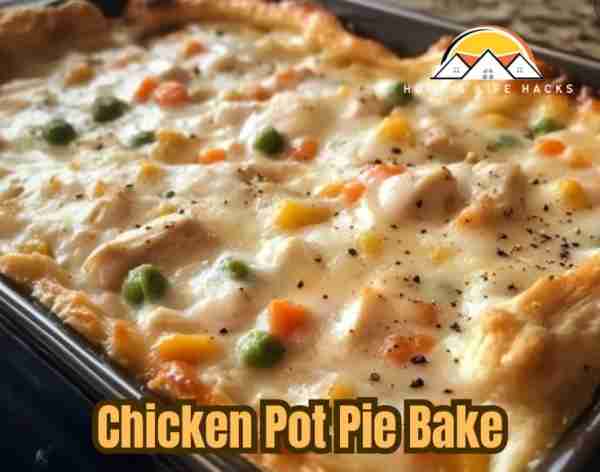 Chicken Pot Pie Bake Ingredients: - 2 cups cooked chicken, diced - 1 cup frozen mixed vegetables (pe...