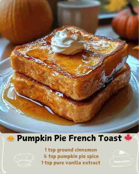 🧇 Pumpkin Pie French Toast 🍁 Ingredients 8 slices day-old bread (brioche, challah, or thick-cut sa...
