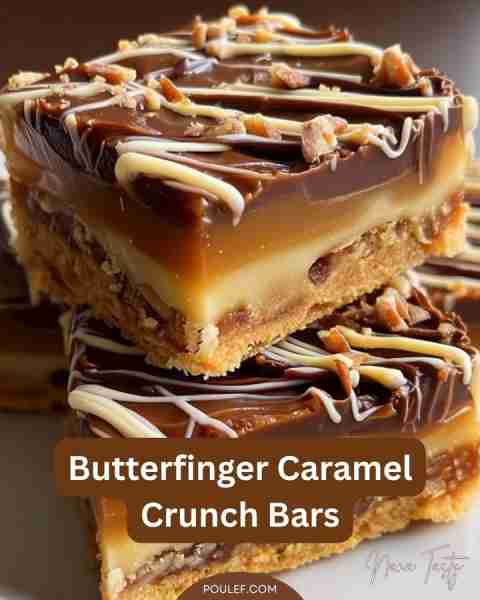 Butterfinger Caramel Crunch Bars Ingredients: - 2 cups graham cracker crumbs - 1 cup unsalted butter...