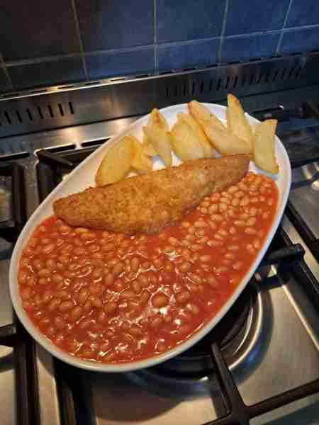 Fish chips and beans by Matthew H