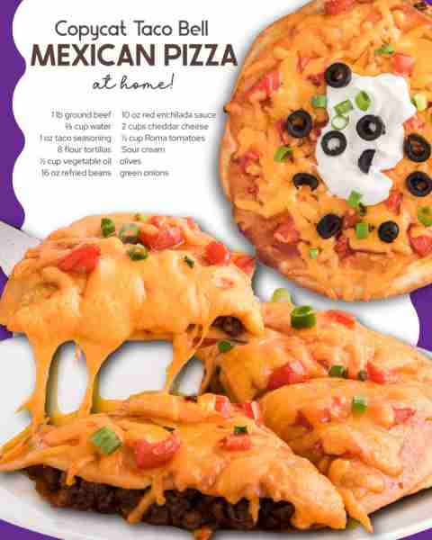 TACO BELL MEXICAN PIZZA -- bold, cheesy & just like the original! INGREDIENTS ⬇️ 1 lb lean ground be...