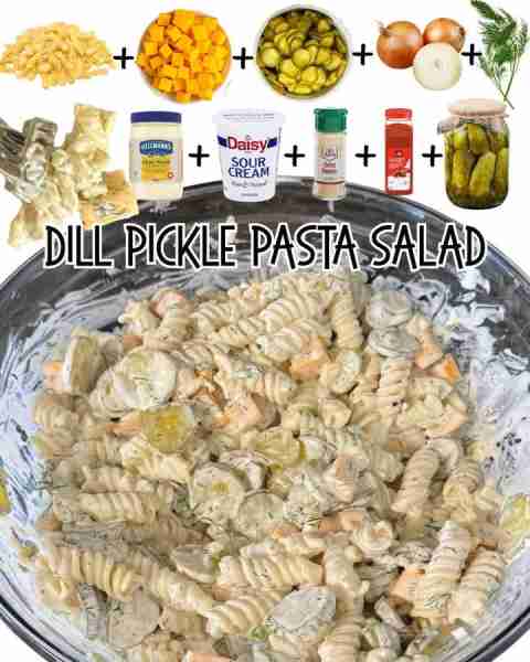 DILL PICKLE PASTA SALAD: recipe created by Princess Pinky Girl and link to recipe in cmments 16 oz p...