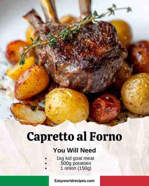 🥩🥔🇮🇹 Capretto al Forno (Roast Kid Goat) Ingredients: 2.2 lb (1 kg) kid goat meat 1.1 lb (500 g) po...