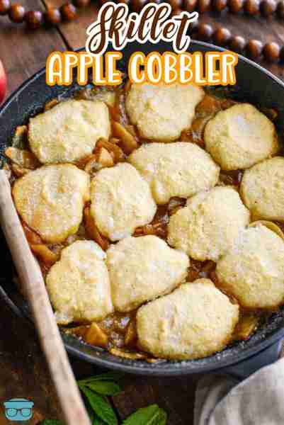 This Skillet Apple Cobbler is made with warm, saucy apples that are dotted with pieces of golden, fl...