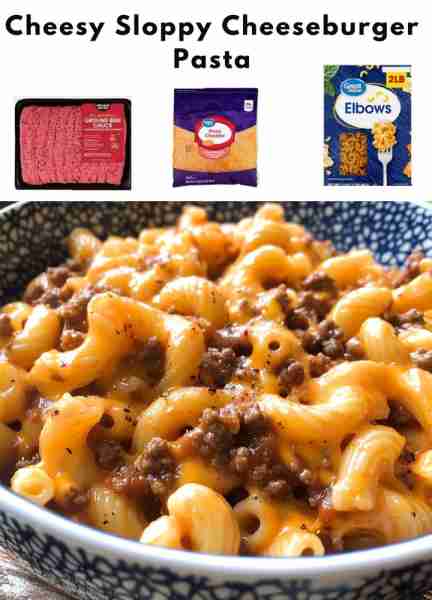 Cheesy Sloppy Cheeseburger Pasta Ingredients: - 1 lb ground beef - 1 onion, chopped - 1 can diced to...