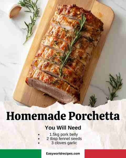 🐖🇮🇹 Porchetta Ingredients: 3.3 lb (1.5 kg) pork belly 2 tbsp (15 g) fennel seeds 3 cloves garlic, m...