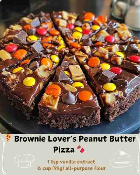 🍕 Brownie Lover’s Peanut Butter Pizza 🍫 Ingredients: For the Fudgy Crust: 2 oz (55g) unsweetened b...