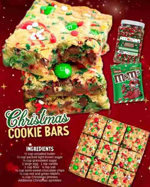 Make your dessert table merry & bright with Christmas Cookie Bars! 🎄✨ Ingredients ½ cup unsalted b...