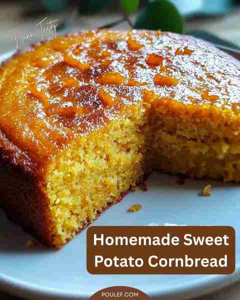Homemade Sweet Potato Cornbread Ingredients: 1 cup mashed sweet potatoes (cooked) 1 cup cornmeal 1 c...