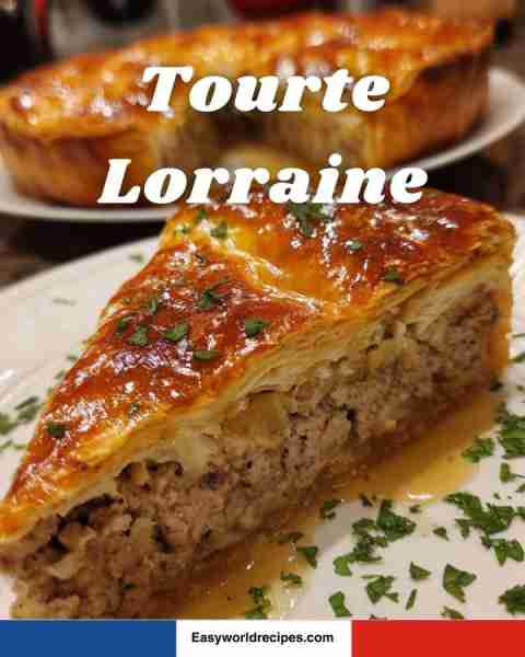 🥧🇫🇷 Tourte Lorraine A savory pie filled with pork and veal, flavored with onions and white wine, ba...