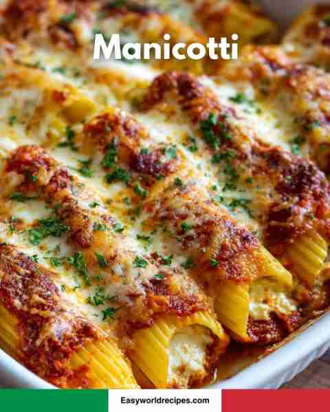 Manicotti — baked pasta recipe below 🧀🍅
