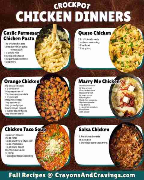 These Crockpot Chicken Dinners are perfect for busy weeknights—just dump, stir, and let the slow coo...