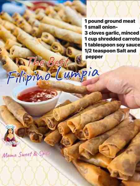 Delicious Crispy Filipino Lumpia These are so crunchy and savory. Great with sweet chili sauce! Rec...