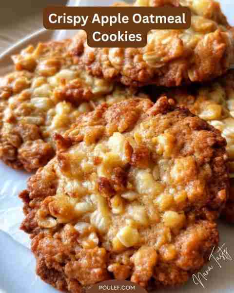 Crispy Apple Oatmeal Cookies Ingredients: - 1 cup unsalted butter, softened - 1 cup brown sugar, pac...