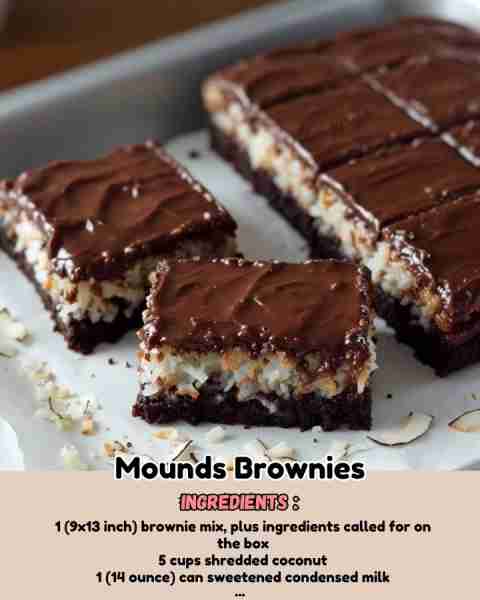 Mounds Brownies These brownies are a sweet and simple treat, perfect for satisfying your chocolate a...