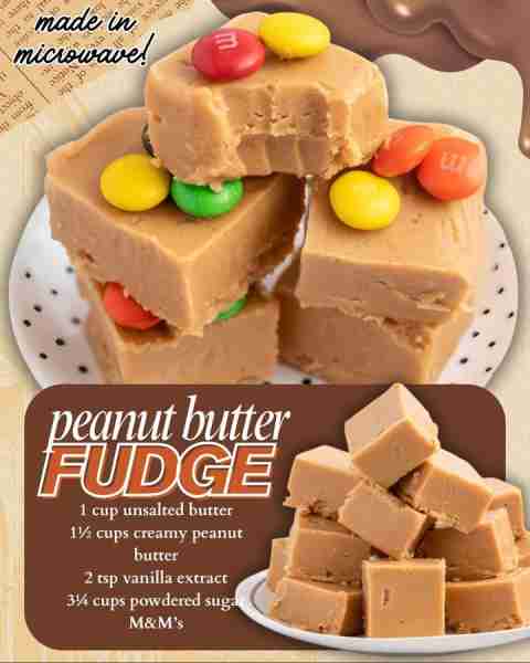EASY PEANUT BUTTER FUDGE! 🥜 1 cup unsalted butter 🥜 1½ cups creamy peanut butter 🥜 2 tsp vanilla...