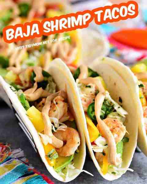 ⭐ RECIPE --> https://tidymom.net/baja-shrimp-tacos/ how about BAJA SHRIMP TACOS with pineapple lime...