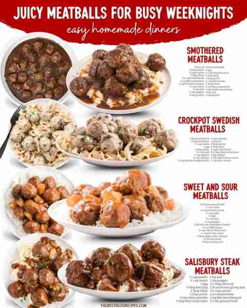 MEATBALL DINNERS 4 WAYS 🍴✨ hearty, comforting & weeknight-friendly! 1️⃣ SMOTHERED MEATBALLS 1 lb l...