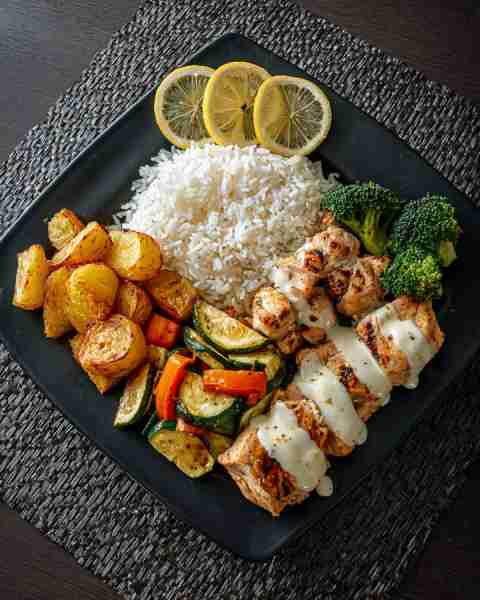 🍋 Creamy Lemon Herb Chicken with Roasted Potatoes, Fluffy Rice & Sautéed Veggies 🥔🥦🍚 Prep Time:...