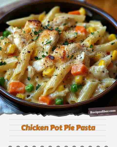 Chicken Pot Pie Pasta 🍽️ Delicious, creamy pasta dish with all the flavors of chicken pot pie! 📋...