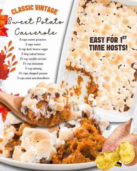 SWEET POTATO CASSEROLE 🍠 sweet, nutty & topped with gooey marshmallows! INGREDIENTS ⬇️ 8 cups peele...