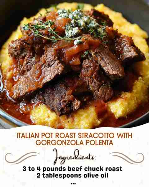 Italian Pot Roast Stracotto With Gorgonzola Polenta Ingredients: 3 to 4 pounds beef chuck roast 2 t...