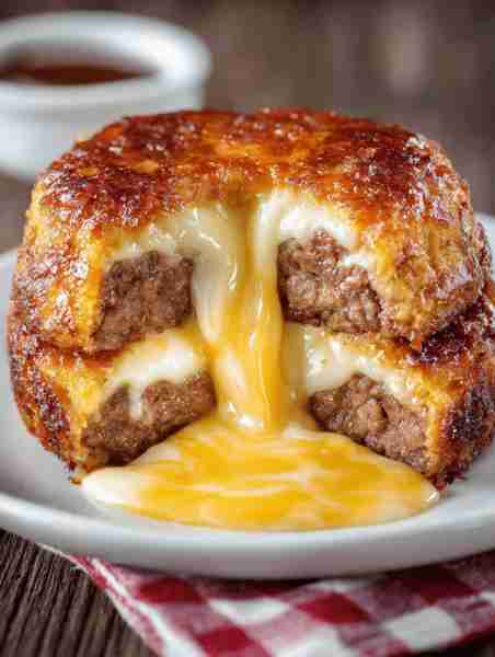 Cheesy Stuffed Meatloaf Patty Recipe: Ingredients: 500g ground beef 1 egg ½ cup breadcrumbs 1 small...
