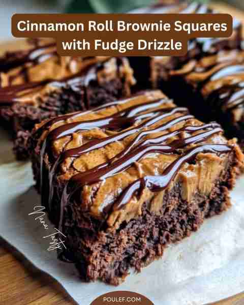 Healthy Peanut Butter Greek Yogurt Cinnamon Roll Brownie Squares with Fudge Drizzle Ingredients: 1/2...