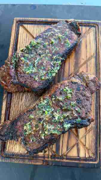 Garlic herb butter steaks