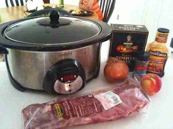 Crock Pot BBQ Pork Ribs Recipe Ingredients 1 slab of baby back pork ribs salt pepper 1 small sweet o...