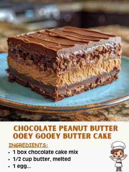 🍫🥜 Chocolate Peanut Butter Ooey Gooey Butter Cake – Melt-in-Your-Mouth Magic! 🛒 Ingredients: Bott...