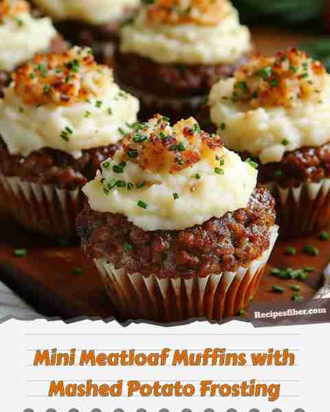 Mini Meatloaf Muffins with Mashed Potato Frosting 🍽️ Delicious and fun individual meatloaf muffins...