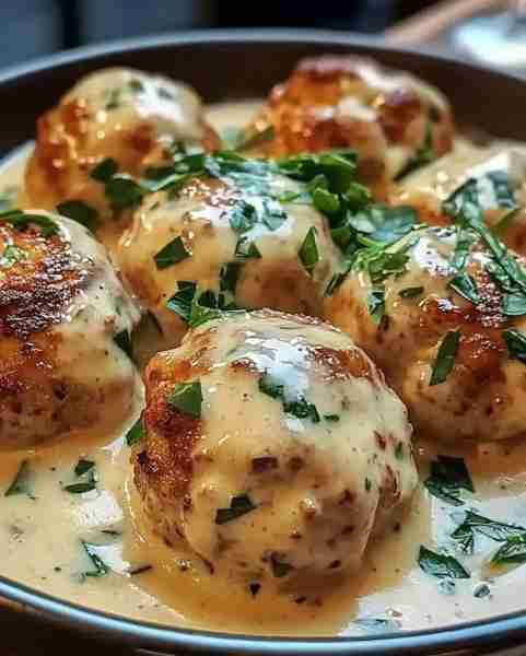 Chicken Ricotta Meatballs with Spinach Alfredo Sauce For Meatballs: 1 lb of ground chicken 1 cup ric...