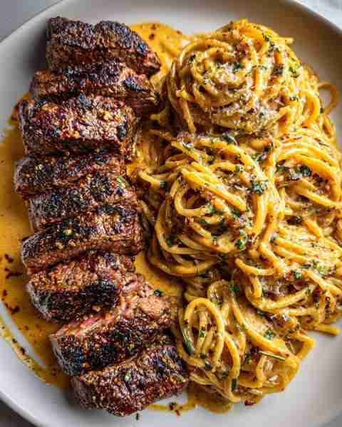 Cajun Steak Tips with Spaghetti in Creamy Parmesan Cheddar-Cajun Sauce Ingredients: 1 ½ lbs sirloin...