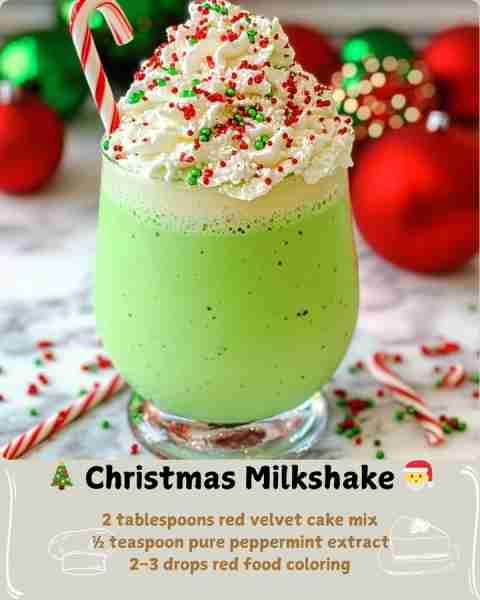 🎄 Christmas Milkshake 🎅 Ingredients For the Milkshake 3 cups high-quality vanilla ice cream (dairy...