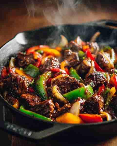 25 minutes. Juicy beef. Colorful peppers. Rich, savory sauce. This Chinese pepper steak is weeknight...