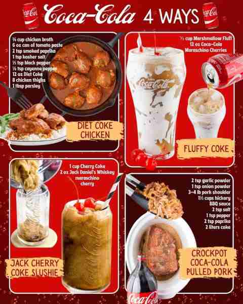 COCA-COLA 4 WAYS: DIET COKE CHICKEN: ¾ cup chicken broth 6 oz can of tomato paste 2 tsp smoked papri...