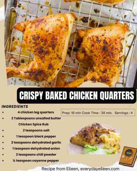 Oven Baked Chicken Leg Quarters are juicy, tender, and full of flavor with so many possibilities for...