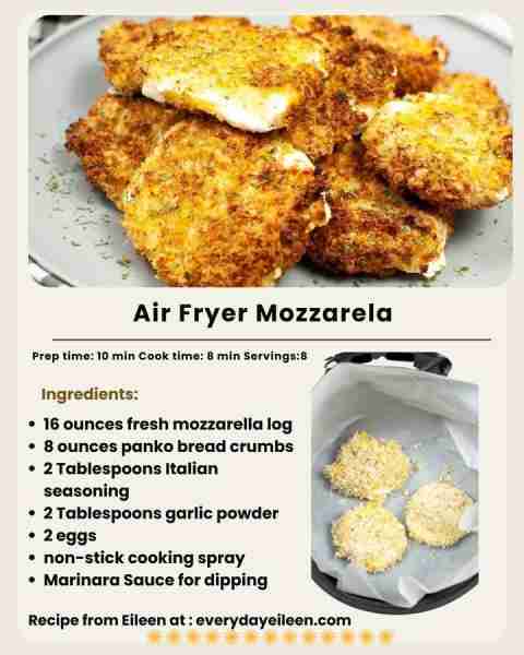 Air Fryer Mozzarella Medallions, hands down my favorite appetizer! Link to recipe in comments.