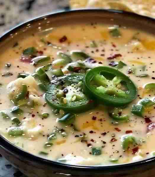 Spicy Jalapeño Popper Soup 🌶️🧀 Ingredients: 4 jalapeños, diced 1 onion, chopped 2 cloves garlic, mi...