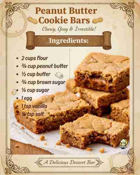I made these PEANUT BUTTER COOKIE BARS 🥜 for the kids last week, and before the pan even cooled — h...
