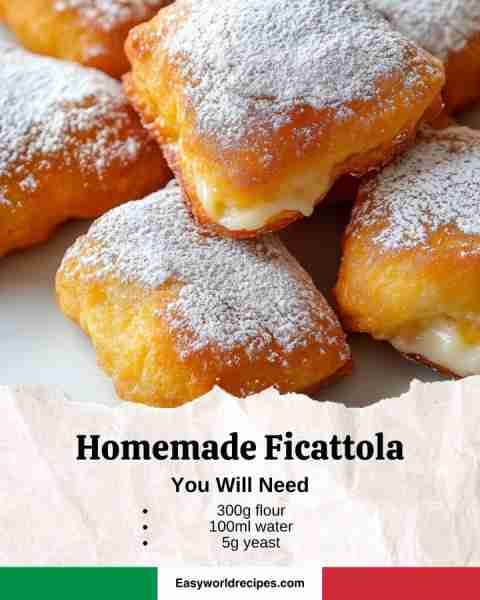 🍩🇮🇹 Ficattola (Tuscan Fried Dough) Ingredients: 2 1/2 cups (300 g) flour 1/2 cup (100 ml) water 1 t...