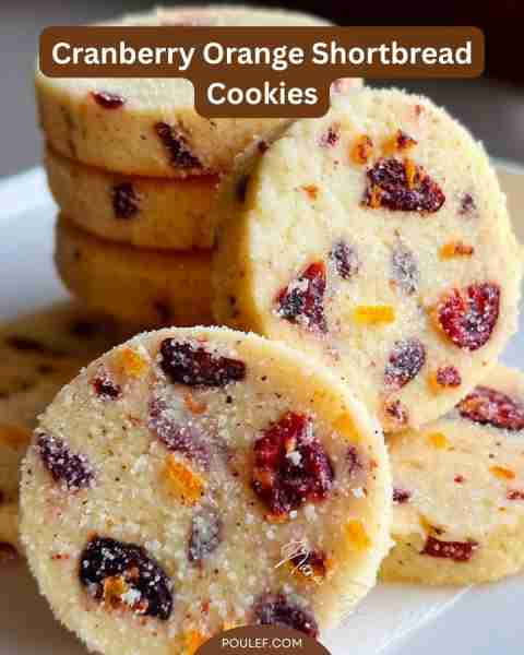 Cranberry Orange Shortbread Cookies Ingredients: - 1/2 cup dried cranberries (Craisins) - 3/4 cup su...
