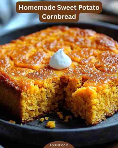 Homemade Sweet Potato Cornbread Ingredients: 1 cup mashed sweet potatoes (cooked) 1 cup cornmeal 1 c...