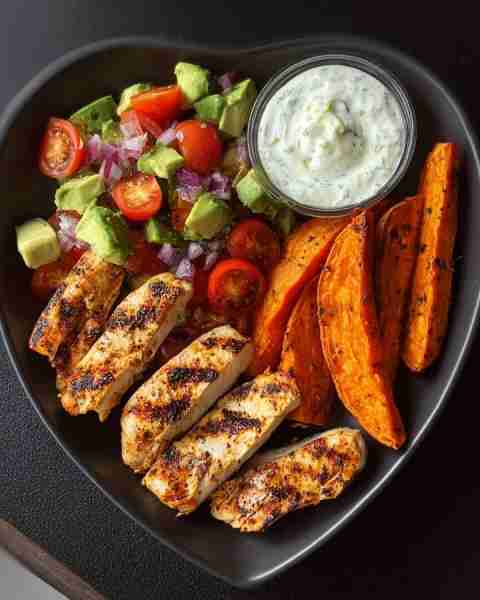 🥗 Ultimate Grilled Chicken Bowl with Sweet Potato Wedges & Avocado Salsa 🥑🔥 Prep Time: 20 minutes...