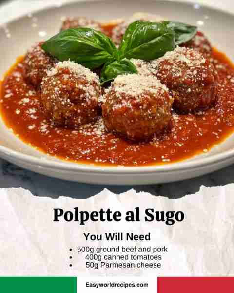 🍅🥩🇮🇹 Polpette al Sugo (Meatballs in Tomato Sauce) Ingredients: 1.1 lb (500 g) ground beef and pork...